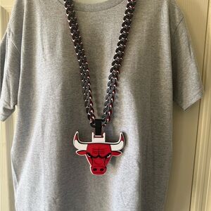 Chicago Bulls NBA Red and Black Bull Pendant Necklace